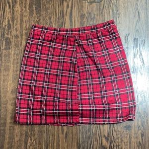 Cute red plaid tight skirt